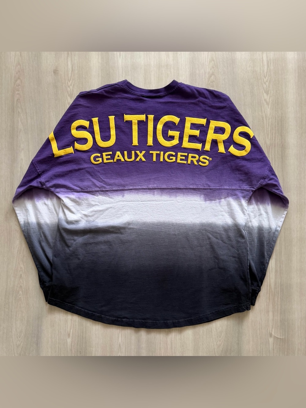 LSU Tigers Womens Long Sleeve Tye Dyed Spirit Jersey Purple Geaux Tigers Sz L